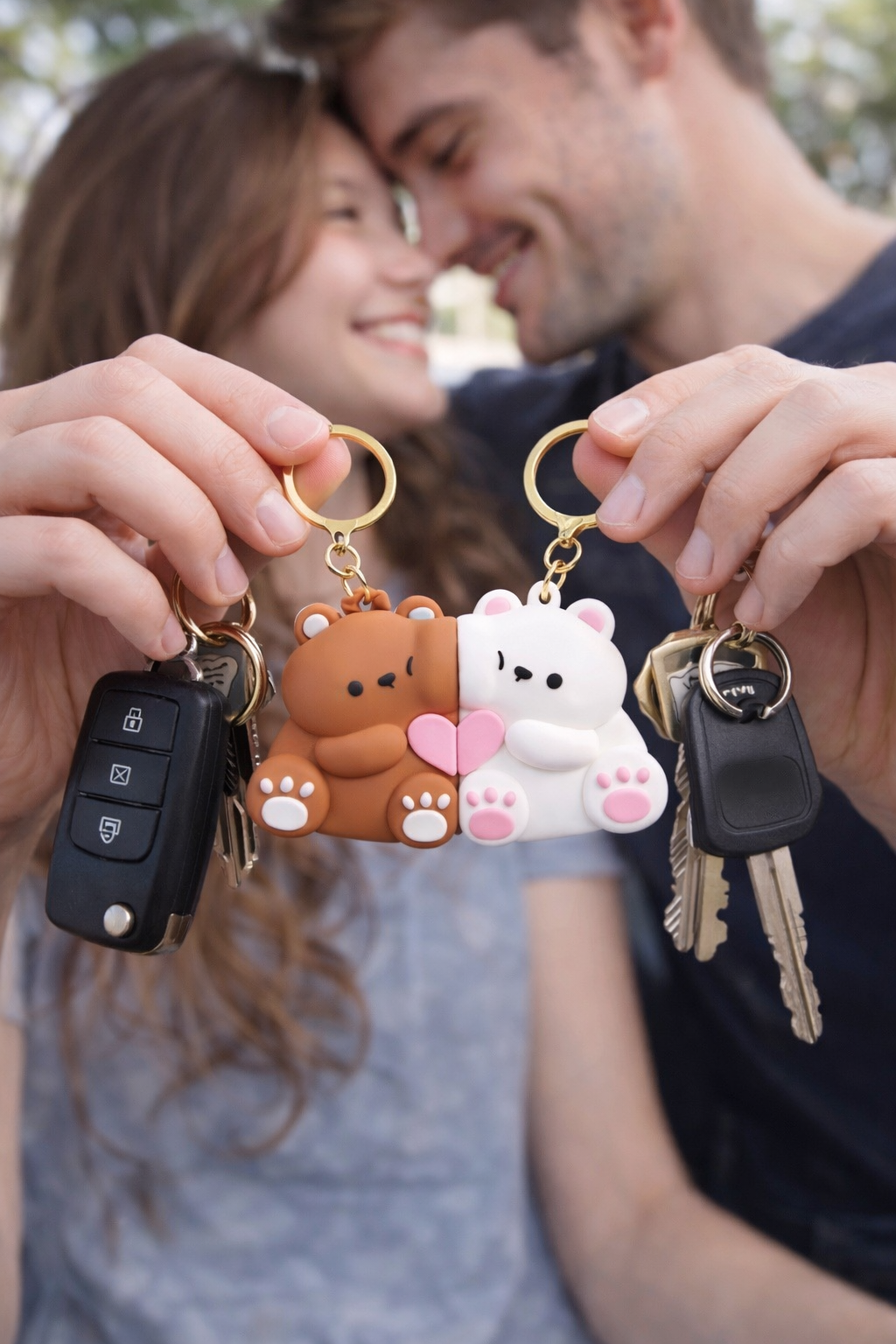 Étreinte Lumè™ — Magnetic Couple Bear Keychains